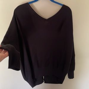 ba&sh small, black V neck, Elsy sweater, sexy elegant batwing, low V back.